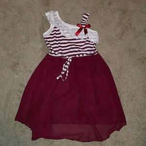 Girls size 6x maroon striped lace dress
